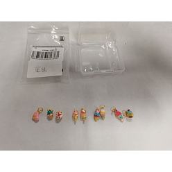 (52) Непрозрачная лаванда 9 шт 9 стили подвески из сплава эмали, с целью перехода в кольце, золотые, очарование мороженого и торта, разноцветные, 14.5~21x7.5~10.5x2.5~8.5 мм, отверстие : 5 мм, 1 шт / стиль