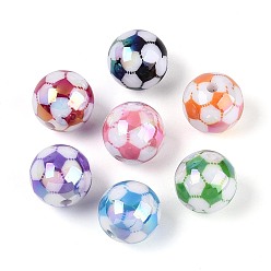 (52) Непрозрачная лаванда Непрозрачные акриловые бусины с УФ-покрытием, радужный, футбол, разноцветные, 15.4x15 мм, отверстие : 2.6 мм