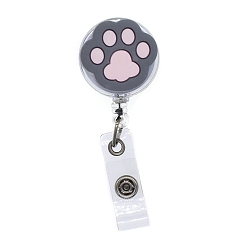 Misty Rose Flat Round with Paw Print PVC Retractable Badge Reel, Card Holders, ID Badge Holder Retractable for Nurses, Misty Rose, 650x33mm