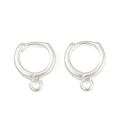 Посеребрённый Латунная фурнитура для хооп серег, без кадмия и без свинца, 925 серебро покрытием, 12.5x10x2 мм, отверстие : 1.4 мм, штифты : 0.8 мм