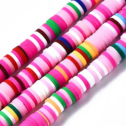 (52) Непрозрачная лаванда Полимерной глины ручной работы бисер нитей, для поделок ювелирных изделий, Heishi бусы, Диск / плоские круглые, разноцветные, 6x0.5~1 мм, отверстие : 1.8 мм, около 320~447 шт / нитка, 15.75 дюйм ~ 16.14 дюйм (40~41 см)