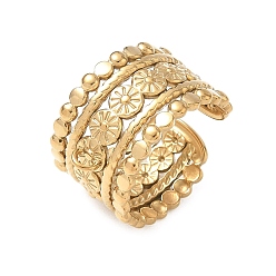 Golden Flower 304 Stainless Steel Finger Rings Components, with Loop, Ion Plating(IP), Golden, 14mm, Hole: 1.6mm, US Size 8 1/2(18.5mm)