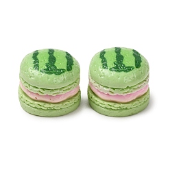 Green Opaque Resin Imitation Dessert Cabochons, Watermelon Macaron, Green, 19x16mm