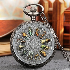 Античное Серебро Кварцевые часы Constellation из сплава с пластиком, ожерелье с подвеской для карманных часов, античное серебро, 31-1/2 дюйм (80 см)