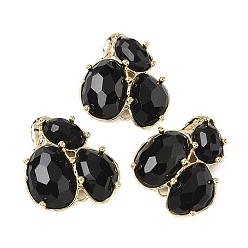 Обсидиан Соединители из натурального обсидиана, с латунной фурнитурой , граненые, золотые, 30.5~31x33x5 мм, отверстие : 1.8 мм