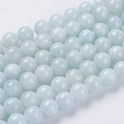 Azure Natural Yellow Jade Beads Strands, Dyed, Round, Azure, 8mm, Hole: 1mm, about 50pcs/strand, 15.75 inch