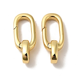 Real 18K Gold Plated Brass Spring Gate Rings, Cadmium Free & Nickel Free & Lead Free, Oval, Real 18K Gold Plated, 19x8x6mm, Hole: 3.5x3.5mm