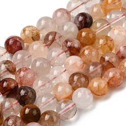 Красный Кварц Натуральный гематоидный кварц круглые бусины нити, железистый кварц, 10 мм, отверстие : 1 мм, около 36 шт / нитка, 14.96 дюйм (38 см)