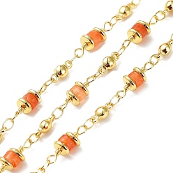 Red Agate Цепи со столбиками из натурального красного агата, с настоящими 18 к золотыми медными выводами, пайки, с катушкой, 5x14x5 мм