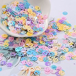 Mixed Color Ornament Accessories, PVC Plastic Paillette/Sequins Beads, AB Color Plated, Smiling Face, Mixed Color, 6x0.4mm