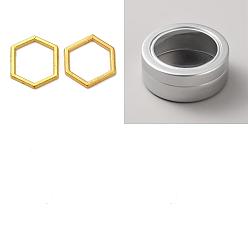 Doré  100pcs anneaux de liaison en alliage, hexagone, avec des boîtes de conserve rondes en aluminium, or, 12x14x1mm