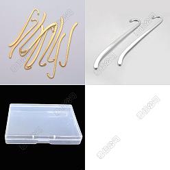Mixed Color 30Pcs 2 Colors Tibetan Style Alloy Bookmarks, Mixed Color, 85x13.5mm, Hole: 1.5mm, 15pcs/color