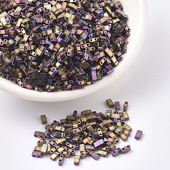 (HTL188) Metallic Purple Gold Iris MIYUKI Half TILA Beads, Japanese Seed Beads, 2 Hole, (HTL188) Metallic Purple Gold Iris, 5x2.3x1.9mm, Hole: 0.8mm, about 1250pcs/50g