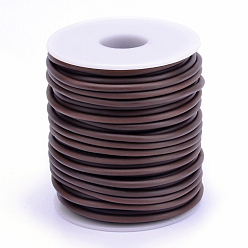 Saddle Brown Hollow Pipe PVC Tubular Synthetic Rubber Cord, Wrapped Around White Plastic Spool, Saddle Brown, 4mm, Hole: 2mm, about 16.4 yards(15m)/roll