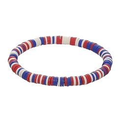 Colorful Polymer Clay Hieshi Surfer Stretch Braclets, Preppy Bracelet for Independence Day, Colorful, Inner Diameter: 2 inch(5cm)