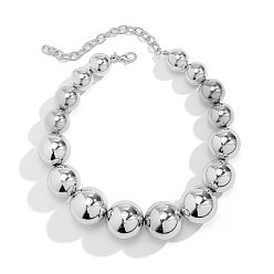 Platinum CCB Plastic Graduated Beaded Necklaces, Collar Necklace, Platinum, 11.81 inch(30cm)