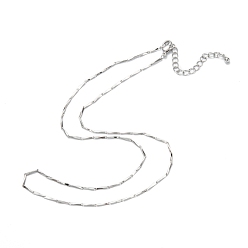 Real Platinum Plated Brass Bar Link Chain Necklaces, Long-Lasting Plated, Real Platinum Plated, 16.14 inch(41cm)