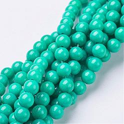 Turquoise Foncé Perles Mashan naturel rondes de jade brins, teint, turquoise foncé, 6mm, Trou: 1mm, Environ 69 pcs/chapelet, 15.7 pouce