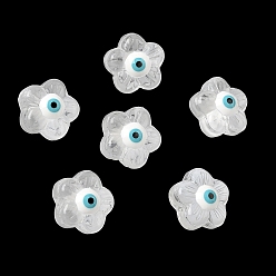 Прозрачный Прозрачные стеклянные эмалевые бусины, цветок с сглаза, прозрачные, 12.5~13x3 мм, отверстие : 1 мм