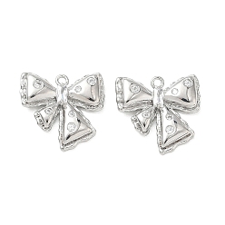Платина Рамадан и Ид Мубарак, латунные подвески с микропаве из прозрачного кубического циркония, бантом прелести, платина, 17.5x18x3.5 мм, отверстие : 1.2 мм
