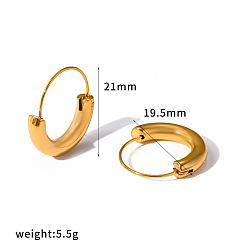 Oro 304 pendientes de aro de acero inoxidable para mujer, dorado, 21x19.5 mm