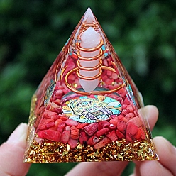 Red Orgone Pyramid, Resin Craft Healing Pyramids, for Chakra Meditation, Spiritual Balance, Red, 60x60x60mm