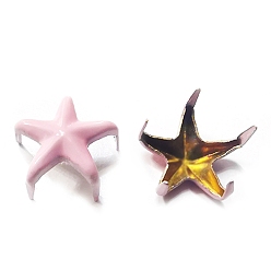 Pink Alloy Enamel Bag Decorative Clasps, Star, Pink, 10x10mm