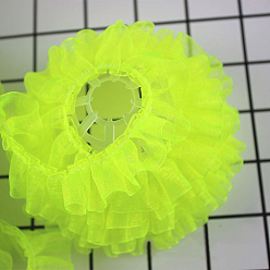 Green Yellow Organza Lace Fabric Doll Dress Clothing Decoration Material, Lace Cloth DIY Doll Sewing Accessories, Green Yellow, 25mm, 30m/bundle