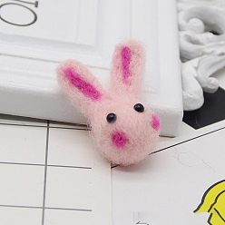 Pink Wool Felt Cabochons, Rabbit, Pink, 37~40x20~22mm