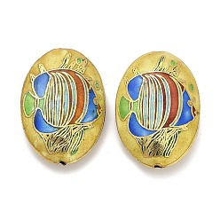 Желтый Бусины ручной работы перегородчатой, овальные с рыбой рисунком, желтые, 43x30x12 мм, отверстие : 1.8~2 мм