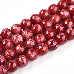 (123L) Белый крем непрозрачный блеск Выпечка окрашенные стеклянные бусины, круглые, огнеупорный кирпич, 10~10.5 мм, отверстие : 1.4 мм