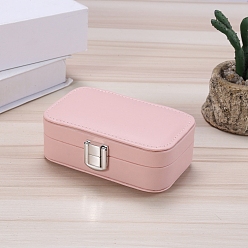 Pink Imitation Leather Jewelry Storage Boxes, for Earring, Bracelet, Ractangle, Pink, 7.5x12x4cm