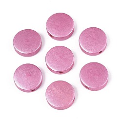 Камелия Расписные бусы из натурального дерева, жемчужные, плоско-круглые, камелия, 15x4.5 мм, отверстие : 1.8 мм