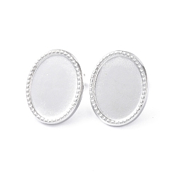 Stainless Steel Color 304 Stainless Steel Stud Earring Finding, Earring Settings, Oval, Stainless Steel Color, Tray: 16x12mm, 18.3x14.5mm, Pin: 0.8mm