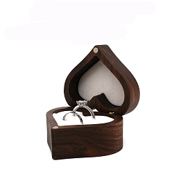 White Wooden Love Heart Ring Storage Boxes, with Magnetic Clasps & Velvet Inside, White, 6.5x6x3.5cm