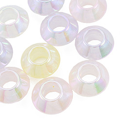 Mixed Color Electroplate Acrylic European Beads, Large Hole Beads, Pearlized, Rondelle, Mixed Color, 16x9mm, Hole: 7mm