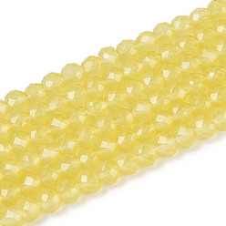 Светло-хаки Стеклянные бусины, имитация нефрита , круглые, граненые, светлый хаки, 3x2.5~3 мм, отверстие : 0.7~0.8 мм, около 133~137 шт / нитка, 13.78~14.37'' (35 см)