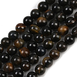 Тигровый глаз Нити бусин из натурального желто-синего тигрового глаза (окрашенные и нагретые), класса AB +, круглые, 8 мм, отверстие : 1.2 мм, около 47~49 шт / нитка, 14.96'' (38 см)