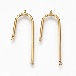 Golden 304 Stainless Steel Asymmetric Length Chandelier Component Links, 3 Loop Connectors, Arch, Golden, 39.5x14x1.5mm, Hole: 1.5mm