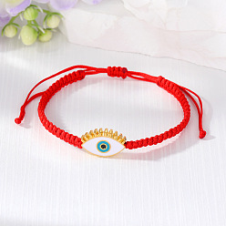 White eyelashes eyes Retro Eyelash Eye Bracelet with Devil Pendant, Handmade Adjustable Woven Jewelry