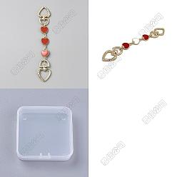 Красный 2шт 2 цвета сплав эмаль кошелек ремень удлинители, сердце, золотые, красные, 165~168 мм, 1 шт / цвет