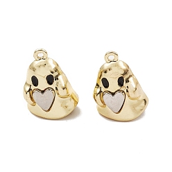 Gold Spray Painted Alloy Pendants, Long-Lasting Plated, Lead Free & Cadmium Free, Ghost with Heart, Gold, 21x15x10.5mm, Hole: 1.5mm
