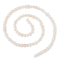 (404) Непрозрачное AB Кислое яблоко 1 нити натуральных культивированных пресноводных жемчужных бусин, картофель, класс 2а++, цветочный белый, 3~3.5 мм, отверстие : 0.7 мм, около 104~129 шт / нитка, 13.31~15.24'' (33.8~38.7 см)