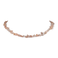 Sunstone Natural Sunstone Chip Beaded Necklace, Golden, 15.94~15.98 inch(40.5~40.6cm)