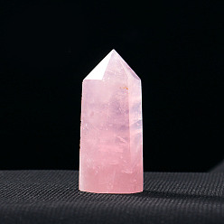 Розовый Кварц Украшение дисплея башни из натурального розового кварца, исцеляющие каменные палочки, для декора для балансировки энергии, медитации, терапии, шестиугольная призма, 40~50 мм