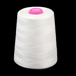 White Polyester Machine Embroidery Threads, Sewing Thread, White, 0.1mm, about 4000.00 Yards(3657.6m)/Roll