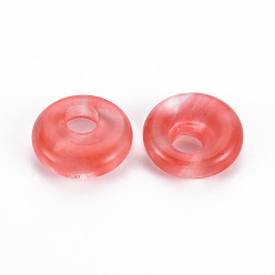 Cherry Quartz Glass Cherry Quartz Glass Pendants, Donut/Pi Disc, 17.5~18.5x5.5mm, Hole: 5.5mm