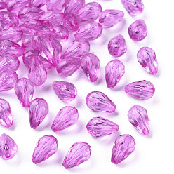 Фиолетовый Прозрачные акриловые бусины, граненые, слеза, фиолетовые, 12x8 мм, отверстие : 1.5 мм, Около 1338 шт / 500 г