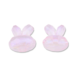 Pink Perles acryliques transparentes, avec de la poudre de paillettes, lapin, rose, 28.5x25x14.5mm, Trou: 3.5mm, environ99 pcs / 500 g