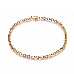Golden 304 Stainless Steel Cable Chain Anklets, with Lobster Claw Clasp, Golden, 9-7/8 inch(25cm)
